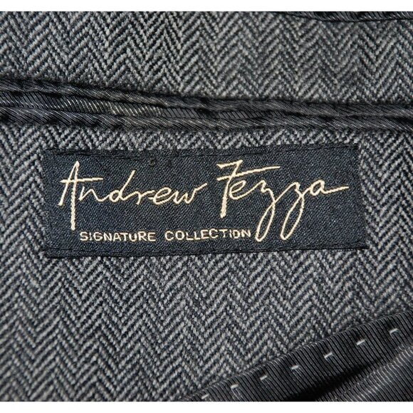 Andrew Fezza Men's Charcoal Gray Wool Herringbone Jacket Blazer Size 48L MINT - Picture 7 of 9